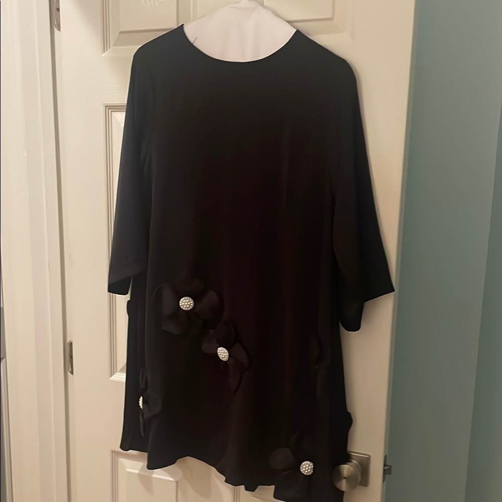 Black Dress with Floral Accents